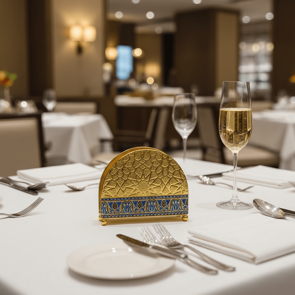 Gold & Blue Enamel Metal Napkin Holder with Geometric Pattern | Decorative Table Organiser | 10×13cm | Majlis & Fine Dining Décor - Al Kabayel Discount CentreGold & Blue Enamel Metal Napkin Holder with Geometric Pattern | Decorative Table Organiser | 10×13cm | Majlis & Fine Dining DécorOrganizers & AccessoriesAKDCAl Kabayel Discount Centre
