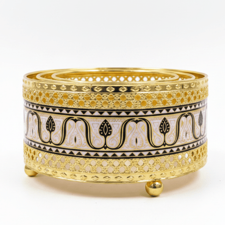 Gold & Blue Round Metal Candle Warmer | Arabesque Filigree Design | 14×6 cm | Luxury Home Fragrance Décor - Al Kabayel Discount CentreGold & Blue Round Metal Candle Warmer | Arabesque Filigree Design | 14×6 cm | Luxury Home Fragrance DécorOrganizers & AccessoriesAKDCAl Kabayel Discount Centre