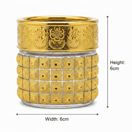 Gold Glass & Acrylic Decorative Cup — 6×6cm - Al Kabayel Discount CentreGold Glass & Acrylic Decorative Cup — 6×6cmJars & Food SaversAKDCAl Kabayel Discount Centre