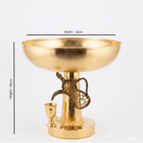 Gold Metal Footed Serving Bowl With Arabic Dallah & Oud Design – 28×32 cm - Al Kabayel Discount CentreGold Metal Footed Serving Bowl With Arabic Dallah & Oud Design – 28×32 cmBowlsAKDCAl Kabayel Discount Centre