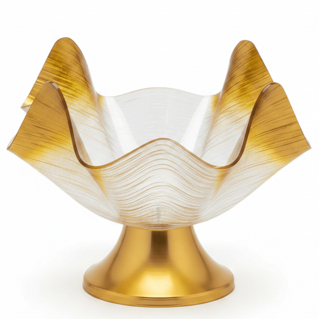 Gold - Tipped Acrylic Footed Fruit Server| 30×23 cm - Al Kabayel Discount CentreGold - Tipped Acrylic Footed Fruit Server| 30×23 cmServing TraysAKDCAl Kabayel Discount Centre