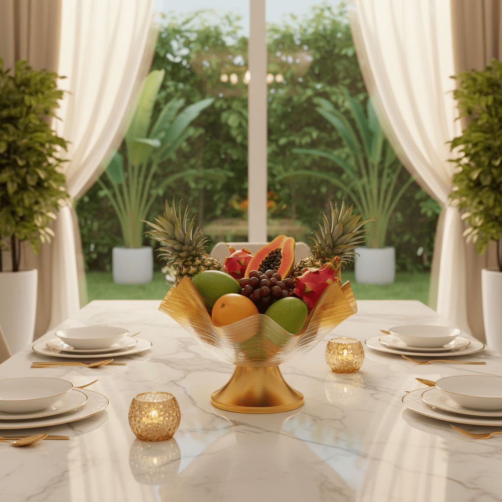 Gold - Tipped Acrylic Footed Fruit Server| 30×23 cm - Al Kabayel Discount CentreGold - Tipped Acrylic Footed Fruit Server| 30×23 cmServing TraysAKDCAl Kabayel Discount Centre