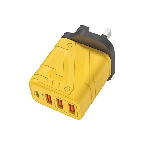 GOLD Travel USB Adapter, 3.0 Amp 3 Port USB and 1 Type - C - Al Kabayel Discount CentreGOLD Travel USB Adapter, 3.0 Amp 3 Port USB and 1 Type - CCords & AdaptersGOLDAl Kabayel Discount Centre