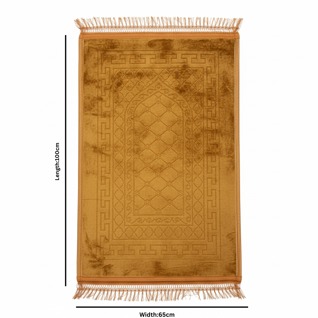 Gold Velvet Prayer Mat - 100 × 65 cm - Al Kabayel Discount CentreGold Velvet Prayer Mat - 100 × 65 cmPrayer MatsAKDCAl Kabayel Discount Centre