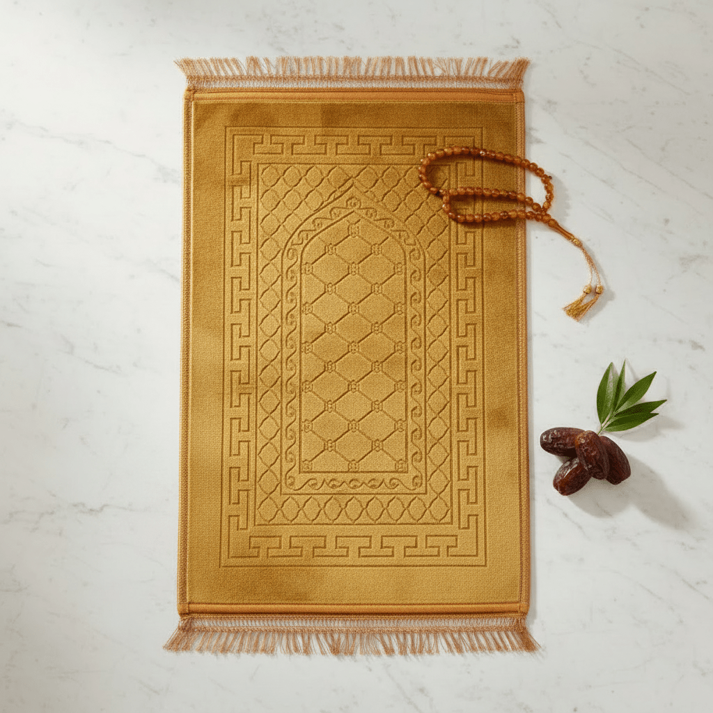 Gold Velvet Prayer Mat - 100 × 65 cm - Al Kabayel Discount CentreGold Velvet Prayer Mat - 100 × 65 cmPrayer MatsAKDCAl Kabayel Discount Centre