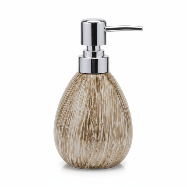 Golden Brushstroke Ceramic & Plastic Liquid Soap Dispenser – 400ml - Al Kabayel Discount CentreGolden Brushstroke Ceramic & Plastic Liquid Soap Dispenser – 400mlHolders & DispensersAKDCAl Kabayel Discount Centre