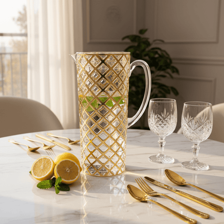 Golden Diamond Acrylic Jug — 1.5 Litre | Elegant Lattice Design - Al Kabayel Discount CentreGolden Diamond Acrylic Jug — 1.5 Litre | Elegant Lattice DesignJugsAKDCAl Kabayel Discount Centre