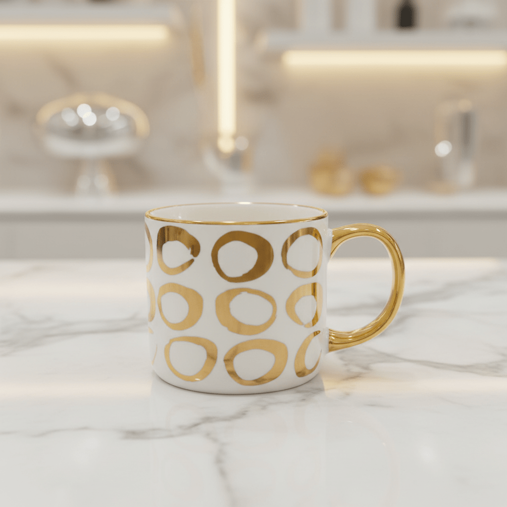 Golden Elegance Ceramic Mug | White & Gold Luxury Drinkware | 350ml - Al Kabayel Discount CentreGolden Elegance Ceramic Mug | White & Gold Luxury Drinkware | 350mlMugsDHAl Kabayel Discount Centre