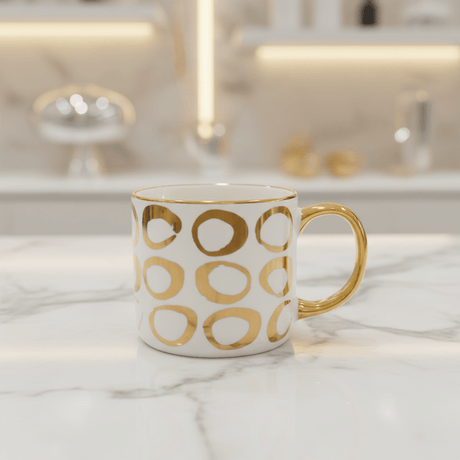 Golden Elegance Ceramic Mug | White & Gold Luxury Drinkware | 350ml - Al Kabayel Discount CentreGolden Elegance Ceramic Mug | White & Gold Luxury Drinkware | 350mlMugsDHAl Kabayel Discount Centre