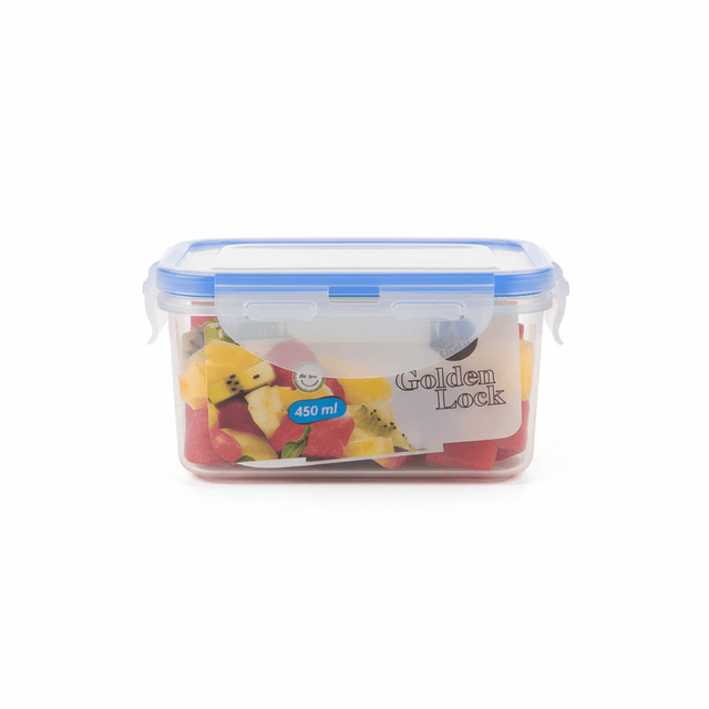 Golden Lock Plastic Rectangular Food container With Lid 450ml - Blue&Transparent - Al Kabayel Discount CentreGolden Lock Plastic Rectangular Food container With Lid 450ml - Blue&TransparentFood ContainersGolden LockAl Kabayel Discount Centre