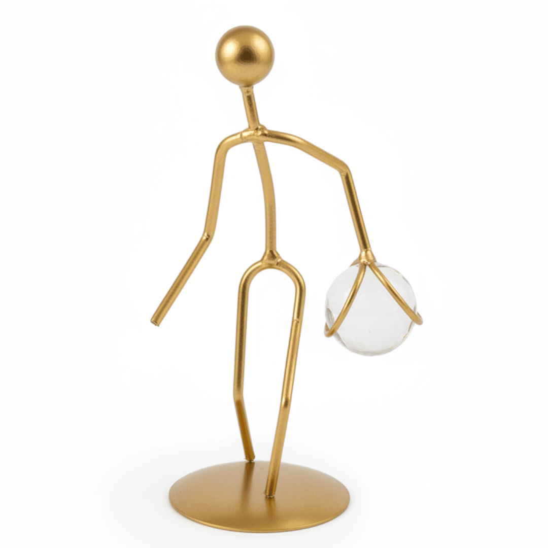 Golden Metal Décor Figure — Crystal Ball Sculpture | 20cm - Al Kabayel Discount CentreGolden Metal Décor Figure — Crystal Ball Sculpture | 20cmHome DécorAKDCAl Kabayel Discount Centre