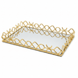 Golden Metal & Glass Mirror Serving Tray Ornate Geometric Lattice Design 44×30cm - Al Kabayel Discount CentreGolden Metal & Glass Mirror Serving Tray Ornate Geometric Lattice Design 44×30cmServing TraysAKDCAl Kabayel Discount Centre