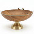 Goldkish Footed Round Wooden Fruit Bowl with Decorative Metal Rim, Stylish Kitchen Centerpiece 35cm - Al Kabayel Discount CentreGoldkish Footed Round Wooden Fruit Bowl with Decorative Metal Rim, Stylish Kitchen Centerpiece 35cmBowlsGOLDKISHAl Kabayel Discount Centre