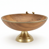 Goldkish Footed Round Wooden Fruit Bowl with Decorative Metal Rim, Stylish Kitchen Centerpiece 35cm - Al Kabayel Discount CentreGoldkish Footed Round Wooden Fruit Bowl with Decorative Metal Rim, Stylish Kitchen Centerpiece 35cmBowlsGOLDKISHAl Kabayel Discount Centre
