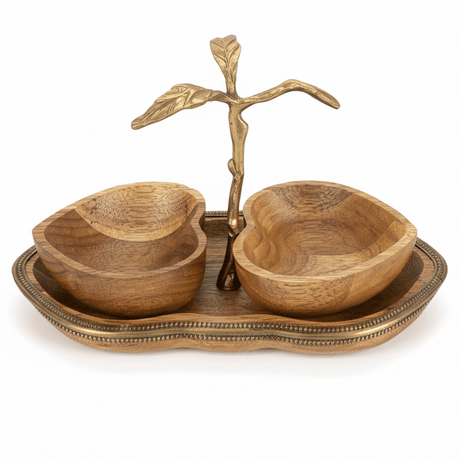 Goldkish Wooden Heart - Shaped Serving Bowl with Matching Tray, Decorative Serving Set 23x10cm - Al Kabayel Discount CentreGoldkish Wooden Heart - Shaped Serving Bowl with Matching Tray, Decorative Serving Set 23x10cmServing TraysGOLDKISHAl Kabayel Discount Centre