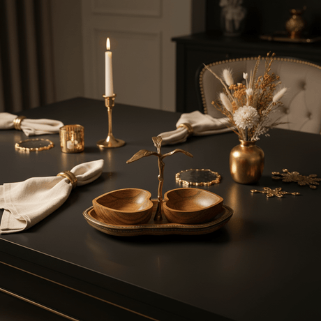 Goldkish Wooden Heart - Shaped Serving Bowl with Matching Tray, Decorative Serving Set 23x10cm - Al Kabayel Discount CentreGoldkish Wooden Heart - Shaped Serving Bowl with Matching Tray, Decorative Serving Set 23x10cmServing TraysGOLDKISHAl Kabayel Discount Centre