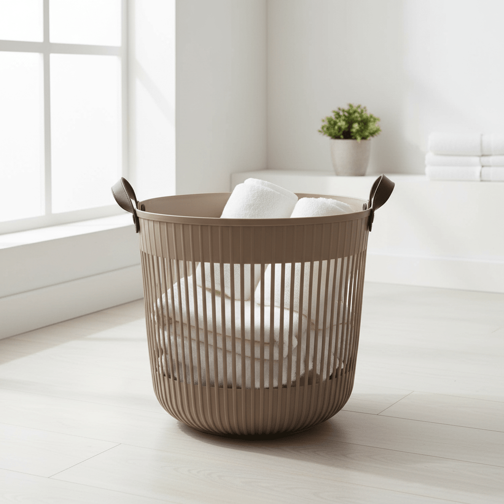 Goldplast Flora Laundry Basket – 40×40 cm - Taupe / Light Brown - Al Kabayel Discount CentreGoldplast Flora Laundry Basket – 40×40 cm - Taupe / Light BrownOrganizers & AccessoriesGOLDPLASTAl Kabayel Discount Centre