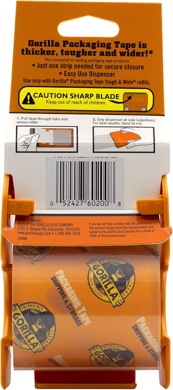 Gorilla Clear Packing Tape (2.83" x 20yd) with Dispenser – Heavy - Duty Moving Tape - Al Kabayel Discount CentreGorilla Clear Packing Tape (2.83" x 20yd) with Dispenser – Heavy - Duty Moving TapeTapes & Packaging TapesGORILLAAl Kabayel Discount Centre
