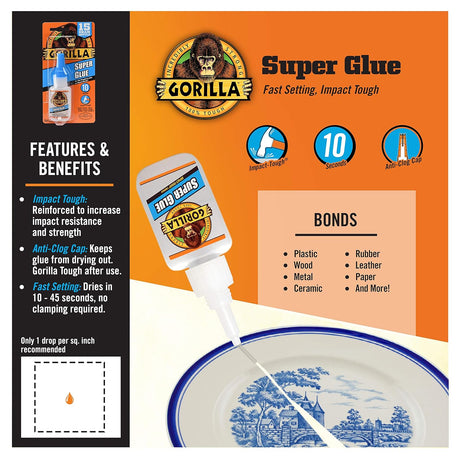 Gorilla Clear Super Glue – 1 Pack, No - Run Control Formula 15 Gram - Al Kabayel Discount CentreGorilla Clear Super Glue – 1 Pack, No - Run Control Formula 15 GramGlueGORILLAAl Kabayel Discount Centre