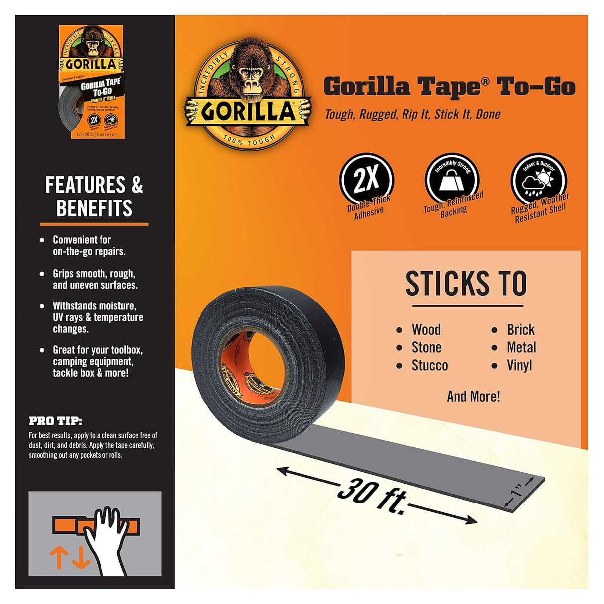 Gorilla Handy Tape To - Go – 1 Inch Mini Roll for Quick Repairs - Al Kabayel Discount CentreGorilla Handy Tape To - Go – 1 Inch Mini Roll for Quick RepairsTapes & Packaging TapesGORILLAAl Kabayel Discount Centre