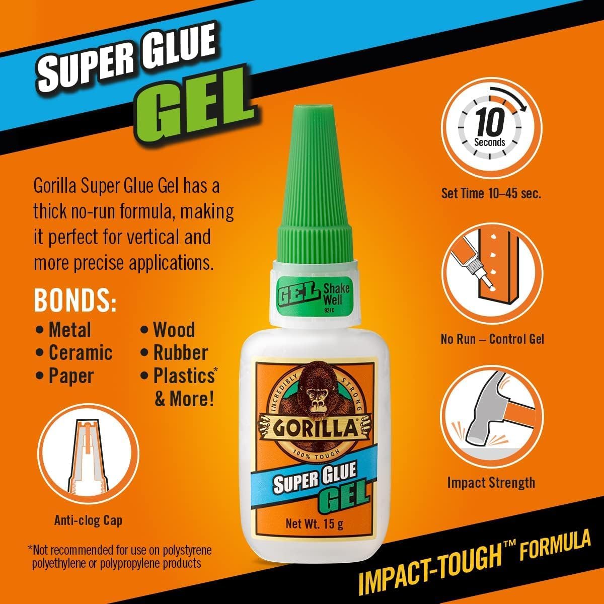 Gorilla Super Glue Gel 15 Gram – Clear, Thick No - Drip Formula - Al Kabayel Discount CentreGorilla Super Glue Gel 15 Gram – Clear, Thick No - Drip FormulaGlueGORILLAAl Kabayel Discount Centre