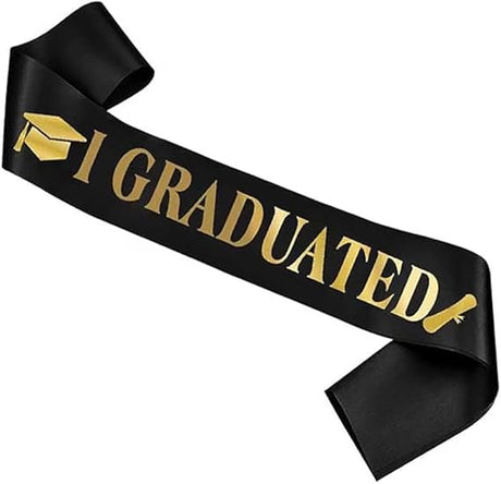 Graduation Party Sash 160×10 cm – Black with Bold Gold Lettering - Al Kabayel Discount CentreGraduation Party Sash 160×10 cm – Black with Bold Gold LetteringParty SuppliesPARTY SASHAl Kabayel Discount Centre