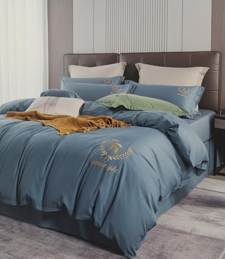 GrandMilestones Steel Blue Nylon - Cotton 4 - Piece Bedsheet Set with 200x230cm Quilt Cover and 2 Pillowcases - Al Kabayel Discount CentreGrandMilestones Steel Blue Nylon - Cotton 4 - Piece Bedsheet Set with 200x230cm Quilt Cover and 2 PillowcasesBeddingGRANDMILESTONESAl Kabayel Discount Centre