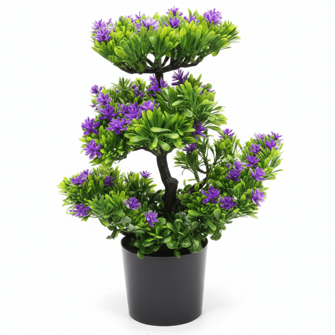 Green & Lavender Artificial Bonsai Tree | Black Plastic Pot | 35cm | Premium Faux Plant Décor - Al Kabayel Discount CentreGreen & Lavender Artificial Bonsai Tree | Black Plastic Pot | 35cm | Premium Faux Plant DécorArtificial FloraAKDCAl Kabayel Discount Centre