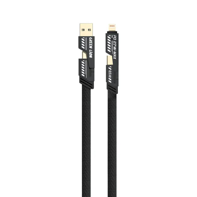 Green Lion 2 - in - 2 Braided Fast Charging Cable, USB - C/USB - A to USB - C/Lightning, 65W Charging, 480Mbps Data Transfer, Durable Cable with Zinc Alloy Shell for iPhone, Android, Laptop, 2 Meter - Black - Al Kabayel Discount CentreGreen Lion 2 - in - 2 Braided Fast Charging Cable, USB - C/USB - A to USB - C/Lightning, 65W Charging, 480Mbps Data Transfer, Durable Cable with Zinc Alloy Shell for iPhone, Android, Laptop, 2 Meter - BlackCords & AdaptersGREEN LIONAl Kabayel Discount Centre