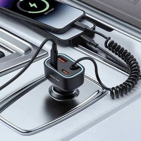 Green Lion 90W Car Charger with Dual PD Charger and Built - in USB - C and USB - A Cables – Gray - Al Kabayel Discount CentreGreen Lion 90W Car Charger with Dual PD Charger and Built - in USB - C and USB - A Cables – GrayCords & AdaptersGREEN LIONAl Kabayel Discount Centre