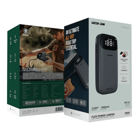 Green Lion Flex Power Jumper and Power Bank 10000mAh QC 3.0 Output - Al Kabayel Discount CentreGreen Lion Flex Power Jumper and Power Bank 10000mAh QC 3.0 OutputCords & AdaptersGREEN LIONAl Kabayel Discount Centre
