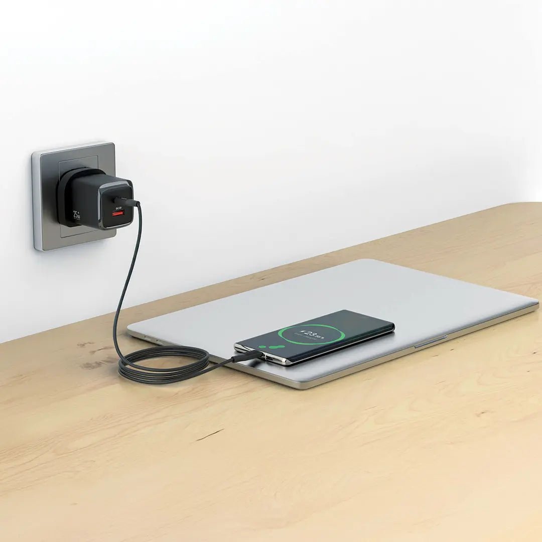 Green Lion G - Charge Series Dual Port Wall Charger 25W UK Plug with 1m USB - C to Lightning Cable, QC3.0 18W - Black - Al Kabayel Discount CentreGreen Lion G - Charge Series Dual Port Wall Charger 25W UK Plug with 1m USB - C to Lightning Cable, QC3.0 18W - BlackCords & AdaptersGREEN LIONAl Kabayel Discount Centre