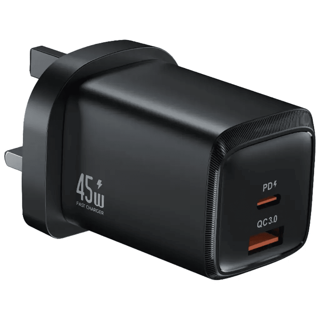 Green Lion G - Charge Series Dual Port Wall Charger 45W UK Plug with 1m USB - C to USB - C Cable, QC3.0 18W - Black - Al Kabayel Discount CentreGreen Lion G - Charge Series Dual Port Wall Charger 45W UK Plug with 1m USB - C to USB - C Cable, QC3.0 18W - BlackCords & AdaptersGREEN LIONAl Kabayel Discount Centre
