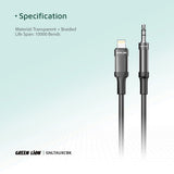 GREEN LION Lightning to AUX Braided 1meter Cable - Black - Al Kabayel Discount CentreGREEN LION Lightning to AUX Braided 1meter Cable - BlackCords & AdaptersGREEN LIONAl Kabayel Discount Centre