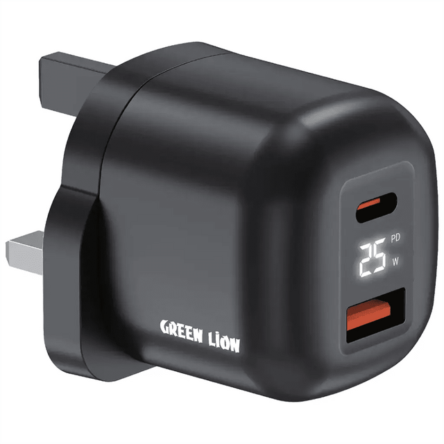 Green Lion Q - Series Uk Plug Gan Charger Usb - C&A Port Pd25W+ Qc3.0 with Real Time Display - Black - Al Kabayel Discount CentreGreen Lion Q - Series Uk Plug Gan Charger Usb - C&A Port Pd25W+ Qc3.0 with Real Time Display - BlackCords & AdaptersGREEN LIONAl Kabayel Discount Centre