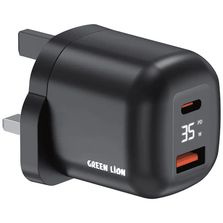 Green Lion Q - Series Uk Plug Gan Charger Usb - C&A Port Pd35W+ Qc3.0 with Real Time Display - Black - Al Kabayel Discount CentreGreen Lion Q - Series Uk Plug Gan Charger Usb - C&A Port Pd35W+ Qc3.0 with Real Time Display - BlackCords & AdaptersGREEN LIONAl Kabayel Discount Centre