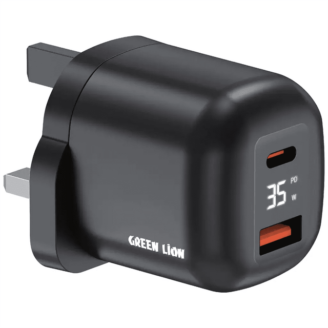 Green Lion Q - Series Uk Plug Gan Charger Usb - C&A Port Pd35W+ Qc3.0 with Real Time Display - Black - Al Kabayel Discount CentreGreen Lion Q - Series Uk Plug Gan Charger Usb - C&A Port Pd35W+ Qc3.0 with Real Time Display - BlackCords & AdaptersGREEN LIONAl Kabayel Discount Centre