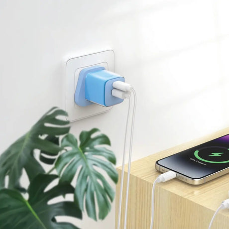 Green Lion Reva Dual Port Wall Charger 20W PD Fast Charge, QC 3.0 18W, Blue - Al Kabayel Discount CentreGreen Lion Reva Dual Port Wall Charger 20W PD Fast Charge, QC 3.0 18W, BlueCords & AdaptersGREEN LIONAl Kabayel Discount Centre