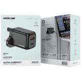 Green Lion Ultra Compact GaN 45W Wall Charger with 1m USB - C to USB - C Cable, QC3.0 Port - Black - Al Kabayel Discount CentreGreen Lion Ultra Compact GaN 45W Wall Charger with 1m USB - C to USB - C Cable, QC3.0 Port - BlackCords & AdaptersGREEN LIONAl Kabayel Discount Centre