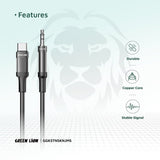 Green Lion USB - C to AUX Braided Cable 1M, Stable Signal, Durable Material, Copper Core, 10000 Bends Life Span, Wide Compatibility, Secure & Reliable - Black - Al Kabayel Discount CentreGreen Lion USB - C to AUX Braided Cable 1M, Stable Signal, Durable Material, Copper Core, 10000 Bends Life Span, Wide Compatibility, Secure & Reliable - BlackCords & AdaptersGREEN LIONAl Kabayel Discount Centre