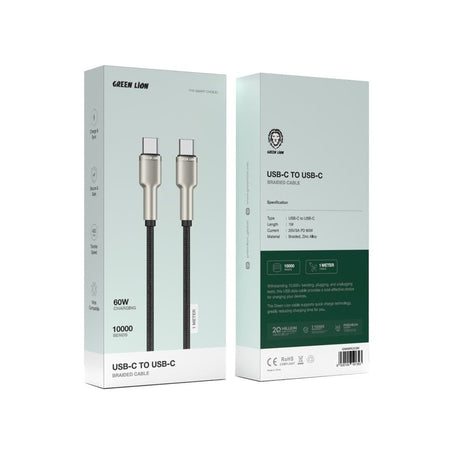GREEN LION USB - C to USB - C Braided Cable 1meter - Black - Al Kabayel Discount CentreGREEN LION USB - C to USB - C Braided Cable 1meter - BlackCords & AdaptersGREEN LIONAl Kabayel Discount Centre