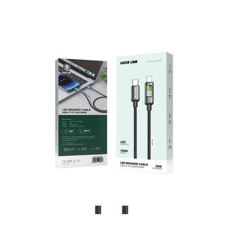 Green Lion USB - C to USB - C LED Charging Cable, 480Mbps Data Transfer Speed, 20V/3A (60W) Power Delivery, Braided + Aluminum Alloy, 1m Length, LED Indicator, 10,000 Bends Lifespan, Black - Al Kabayel Discount CentreGreen Lion USB - C to USB - C LED Charging Cable, 480Mbps Data Transfer Speed, 20V/3A (60W) Power Delivery, Braided + Aluminum Alloy, 1m Length, LED Indicator, 10,000 Bends Lifespan, BlackCords & AdaptersGREEN LIONAl Kabayel Discount Centre