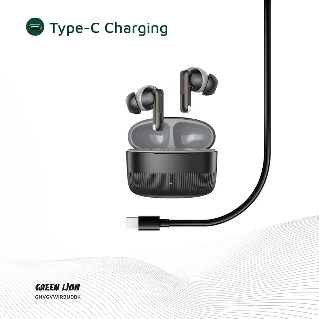 Green Lion Vancouver True Wireless Earbuds Silicone Case Included, V6.0 Bluetooth, Dual Mic ENC, 12Hrs with Case, Black - Al Kabayel Discount CentreGreen Lion Vancouver True Wireless Earbuds Silicone Case Included, V6.0 Bluetooth, Dual Mic ENC, 12Hrs with Case, BlackElectronic AppliancesGREEN LIONAl Kabayel Discount Centre