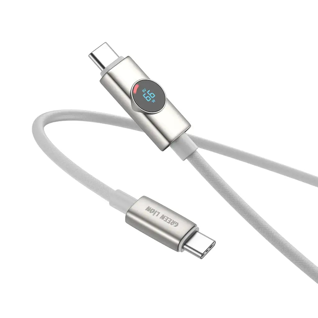 Green Lion Volt Display USB - C to USB - C Nylon Braided Cable 1m Length, 100W - Titanium - Al Kabayel Discount CentreGreen Lion Volt Display USB - C to USB - C Nylon Braided Cable 1m Length, 100W - TitaniumCords & AdaptersGREEN LIONAl Kabayel Discount Centre