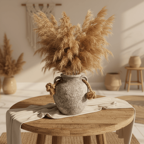 Grey Ceramic Vase with Jute Rope Handles | Speckled Stone Finish | Luxury Home Décor | 20cm - Al Kabayel Discount CentreGrey Ceramic Vase with Jute Rope Handles | Speckled Stone Finish | Luxury Home Décor | 20cmHome Décor AccentsAKDCAl Kabayel Discount Centre