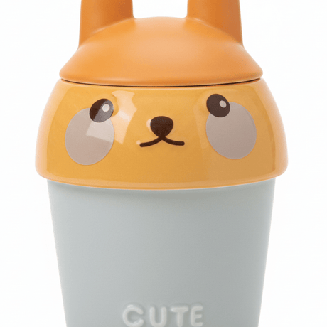 Grey & Orange Ceramic Cup with Lid - 300ml - Al Kabayel Discount CentreGrey & Orange Ceramic Cup with Lid - 300mlMugsAKDCAl Kabayel Discount Centre