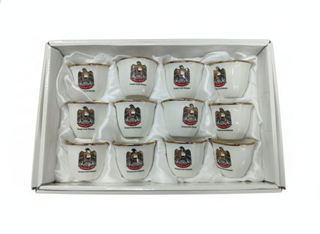 Hafit 12 Pieces 100CC Ceramic Cawa Cup Set with UAE National Design – Elegant Finish for Everyday or Special Use - Al Kabayel Discount CentreHafit 12 Pieces 100CC Ceramic Cawa Cup Set with UAE National Design – Elegant Finish for Everyday or Special UseTea SetsHAFITAl Kabayel Discount Centre