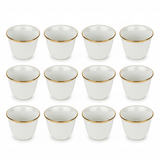 Hafit Premium White Ceramic Arabic Cawa Coffee Cups Set of 12 Gold Rim Unique Design Large Size 100 ml - Al Kabayel Discount CentreHafit Premium White Ceramic Arabic Cawa Coffee Cups Set of 12 Gold Rim Unique Design Large Size 100 mlTea CupsHAFITAl Kabayel Discount Centre