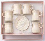 Hamid 12-Pcs Ceramic Cup & Saucer Set | 6 Cups + 6 Saucers | Light Cream with Gold Rim - Al Kabayel Discount CentreHamid 12-Pcs Ceramic Cup & Saucer Set | 6 Cups + 6 Saucers | Light Cream with Gold RimTea SetsHAMIDAl Kabayel Discount Centre