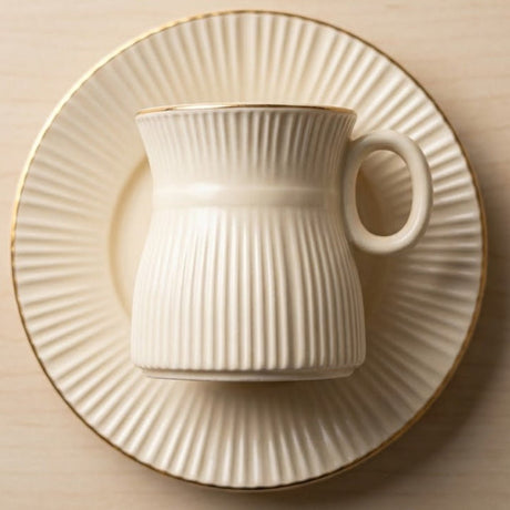 Hamid 12-Pcs Ceramic Cup & Saucer Set | 6 Cups + 6 Saucers | Light Cream with Gold Rim - Al Kabayel Discount CentreHamid 12-Pcs Ceramic Cup & Saucer Set | 6 Cups + 6 Saucers | Light Cream with Gold RimTea SetsHAMIDAl Kabayel Discount Centre